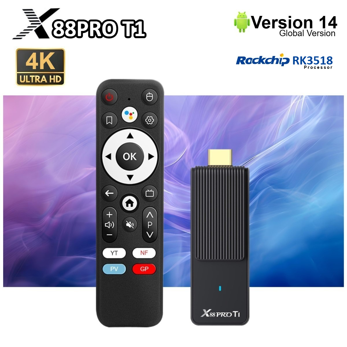 Home Cinema Quad - Wifi6 X88 T1 Rockchip RK3518 クアッドコア