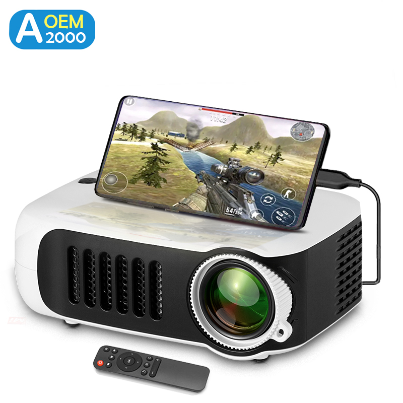 Home Cinema Gaming - A2000ミニプロジェクター ポータブルホームシアター 3D LEDビデオプロジェクター 4K 1080P