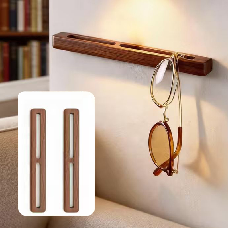Home Cinema Glasses - 2個入り木製壁掛けメガネホルダー、穴あけ不要の縦型サングラスオーガナイザー、省スペースアイウェアディスプレイラック（家庭用）
