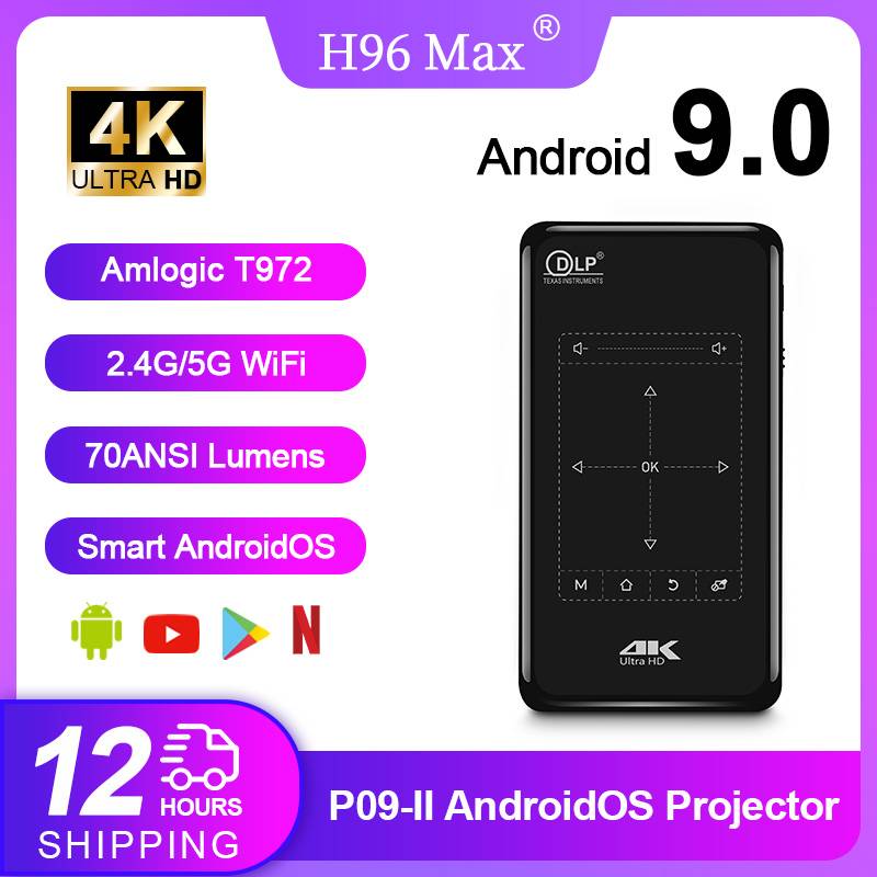 Home Cinema Quad - P09-II ポータブルDLPミニポケットプロジェクター Android 9.0 2GB RAM