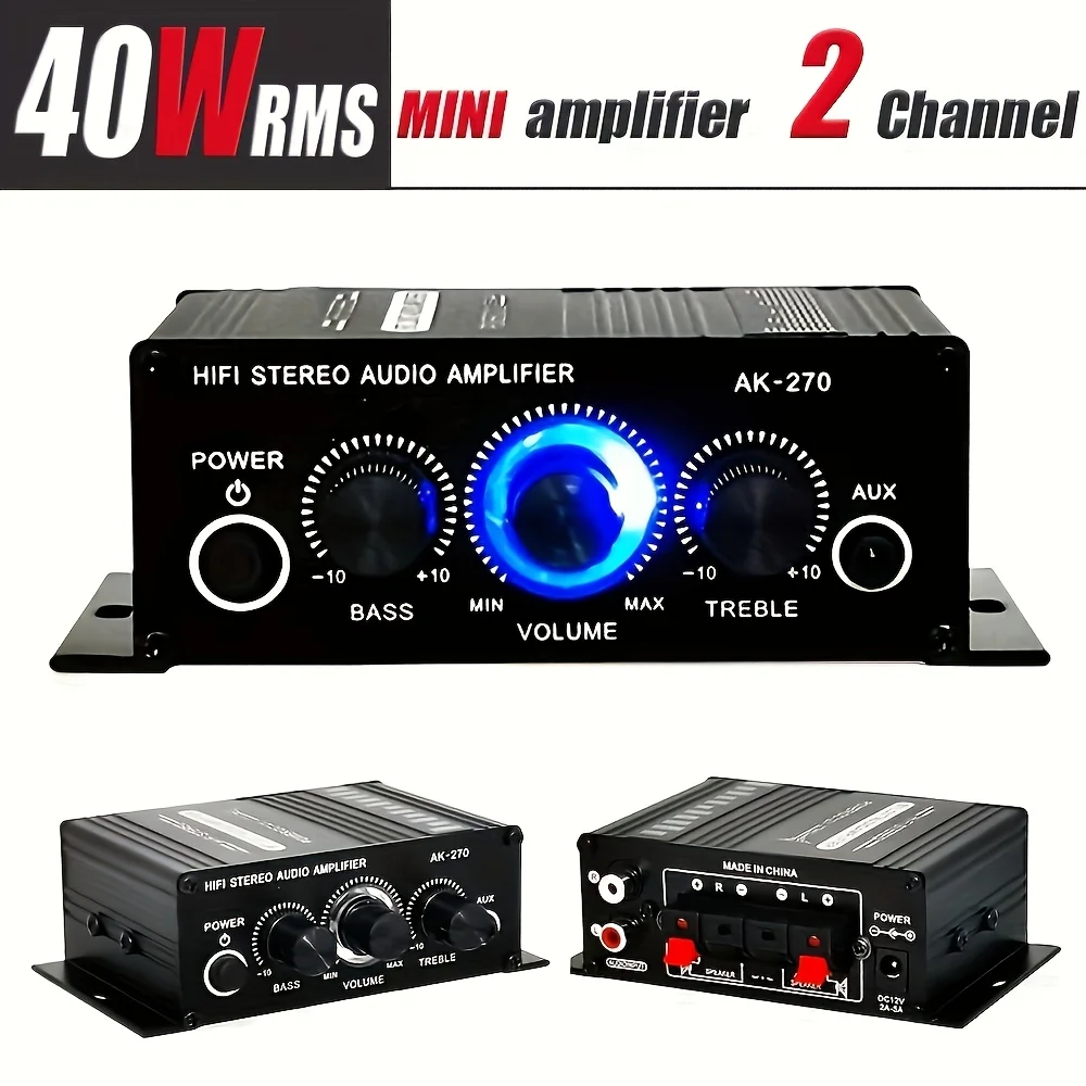 Home Cinema Compact - AK-270 12V/24V 400W コンパクトパワーアンプ 2.0チャンネルステレオオーディオアンプ ホームカーシアターシステム用