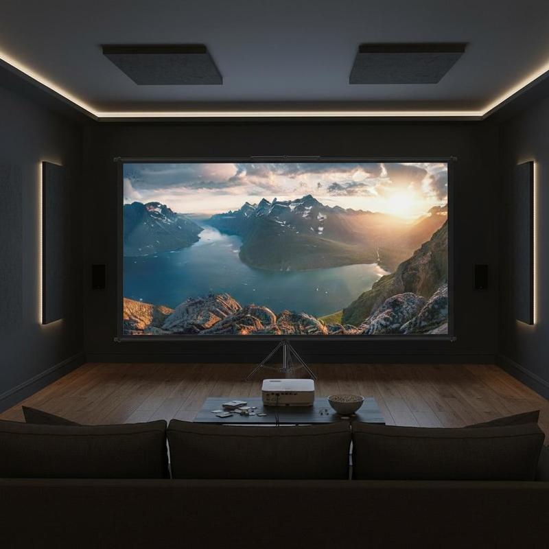 Home Cinema Gaming - ポータブルプロジェクションディスプレイ 110インチ 16:9 4K HD映画スクリーン 三脚付き