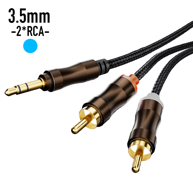 Home Cinema Player - RCA-3.5mmジャックAUXオーディオケーブルHiFiステレオ3.5mm-2RCAスプリッターケーブル、ホームシアター、テレビ、PC、アンプ、DVD、スピーカー用