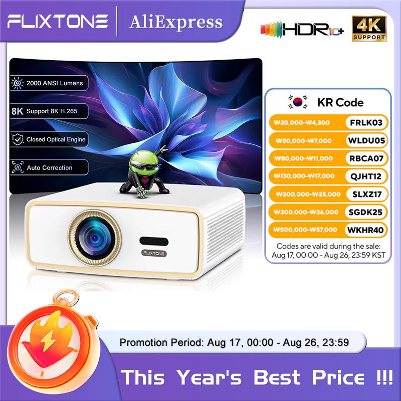 Home Cinema Compact - Flixtone E900 MINI ユース向けポータブルフルHDプロジェクター ビデオ HDR10