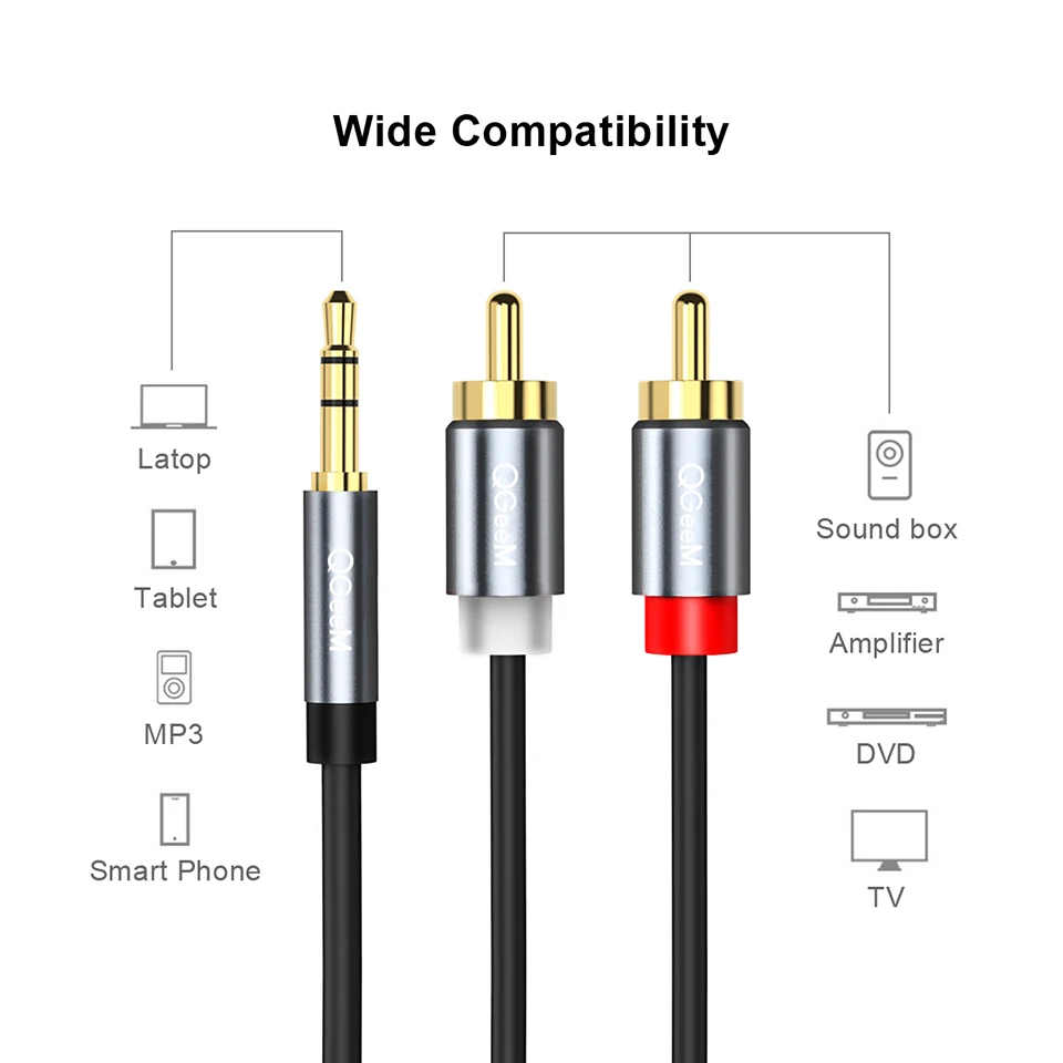 QGeeM RCAケーブル 2RCA-3.5mmオーディオケ - Home Cinema Player のレビューと価格