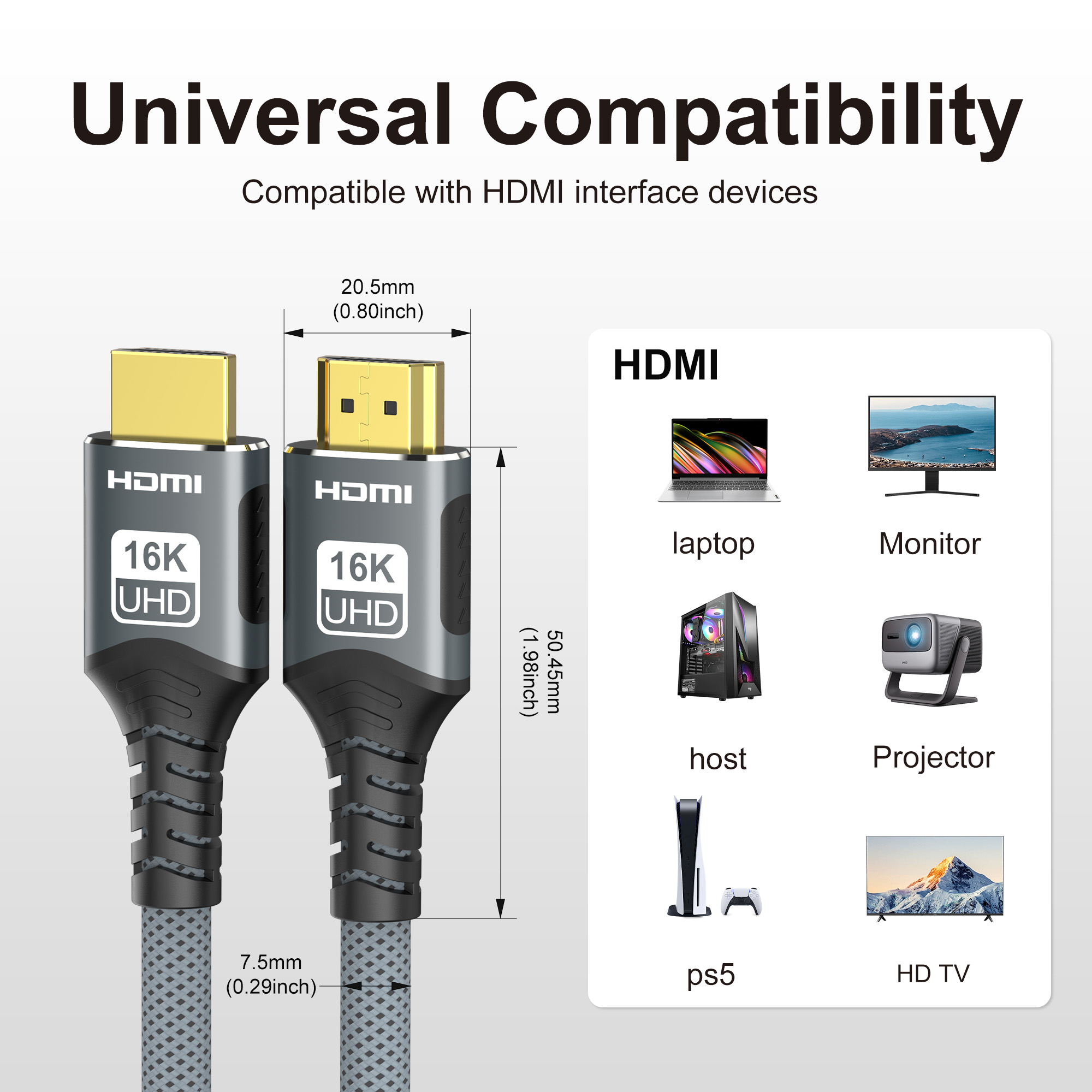16K HDMI 2.2 ケーブル 96Gbps 8K@12 - Home Cinema Gaming のレビューと価格
