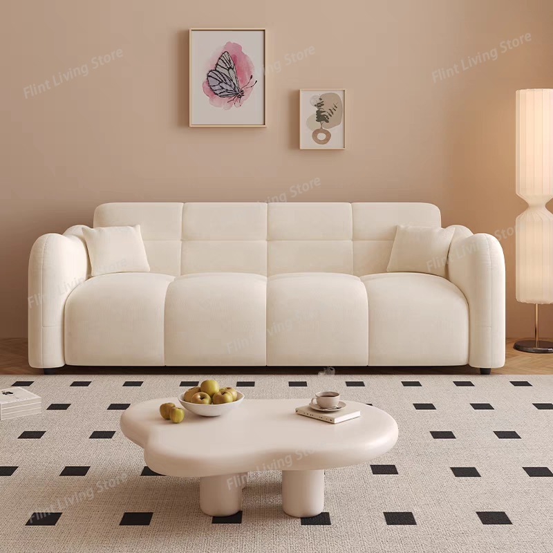 リラックスクリームリビングルームソファ経済的モダンミニマリス - Home Cinema Room Accessories のレビューと価格