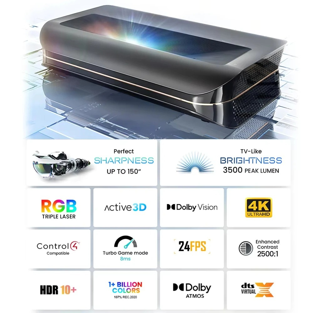 シネマスマートTVプロジェクター HDR10+ビーム3Dレー - Home Cinema Laser Projector のレビューと価格