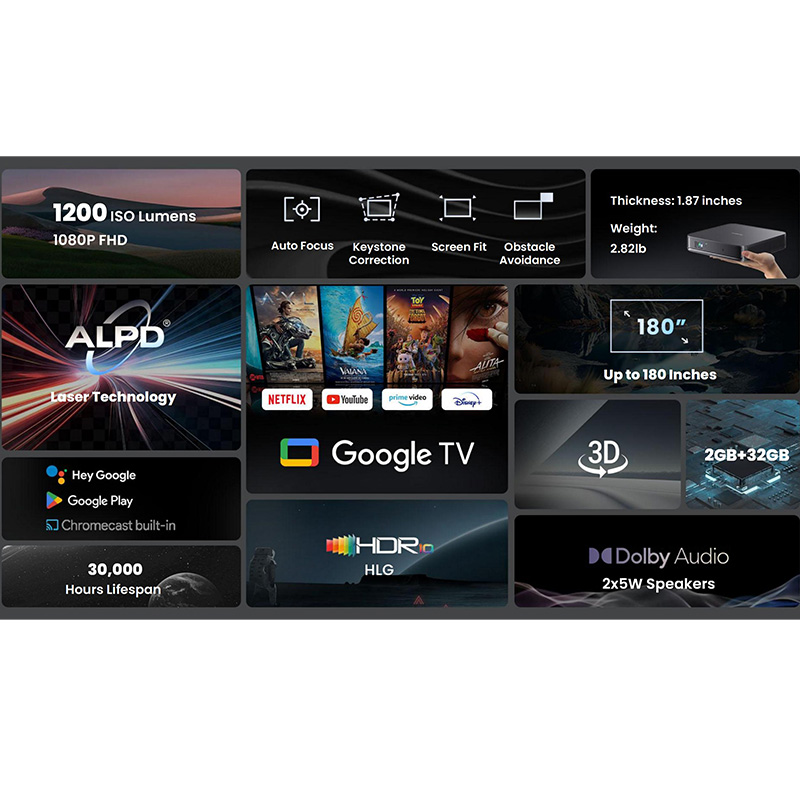 Dingbei-レーザープロジェクター,ポータブル,dolb - Home Cinema Laser Projector のレビューと価格