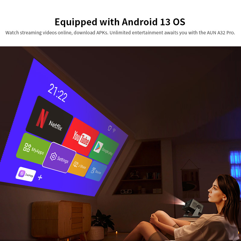 AUN A32 プロ Android 13 プロジェクターポ - Home Cinema Compact のレビューと価格