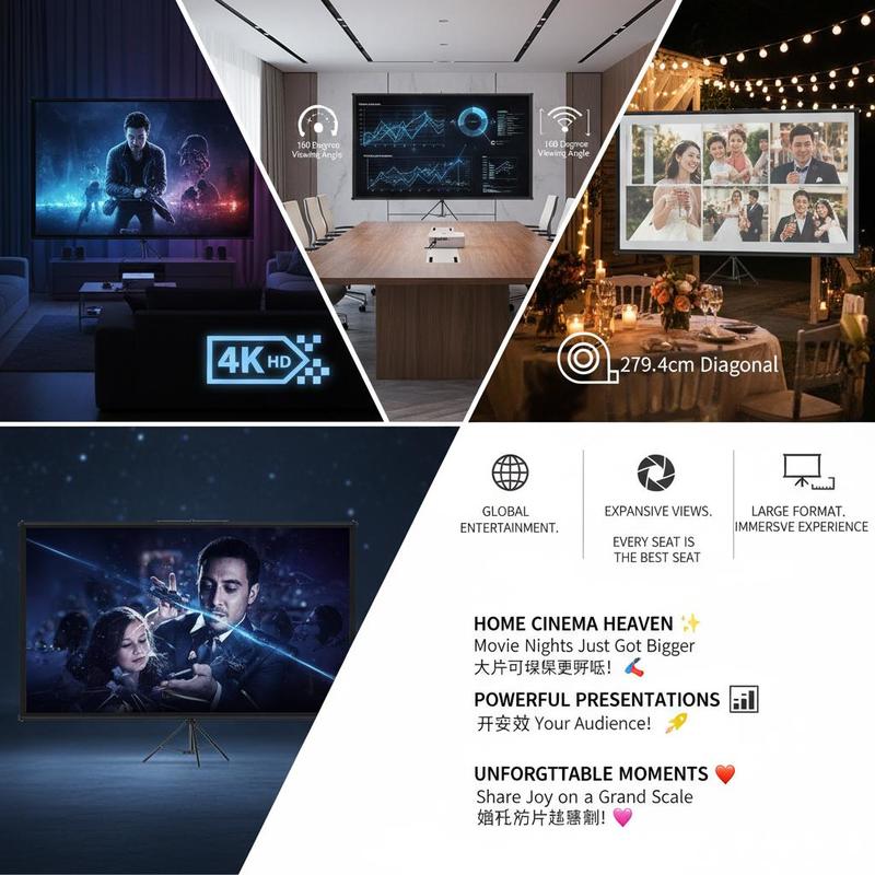 ポータブルプロジェクションディスプレイ 110インチ 16: - Home Cinema Gaming のレビューと価格